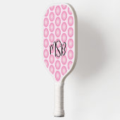 Raquette De Pickleball Pois roses Script Monogramme Pickleball Paddle (Gauche)