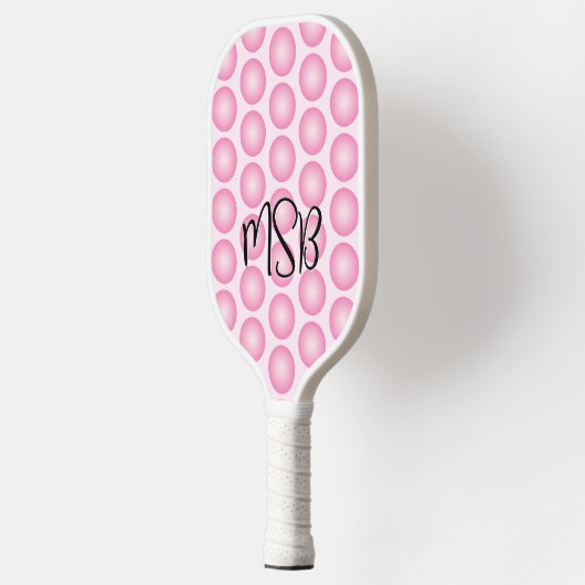 Raquette De Pickleball Pois roses Script Monogramme Pickleball Paddle (Gauche)