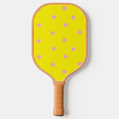 Raquette De Pickleball Pois roses sur jaune (Verso)