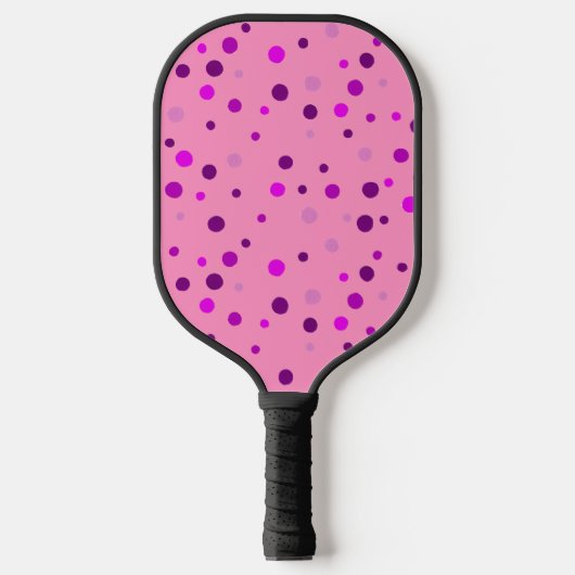 Raquette De Pickleball Pois violets roses sur Pickleball Rose (Recto)