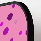 Raquette De Pickleball Pois violets roses sur Pickleball Rose (Détail gauche)