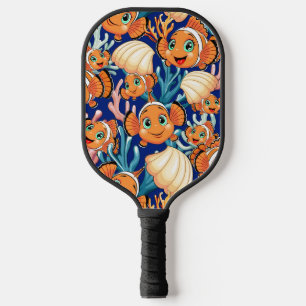 Raquette De Pickleball Poisson clown Dessin animé mignon Famille Sous l'e