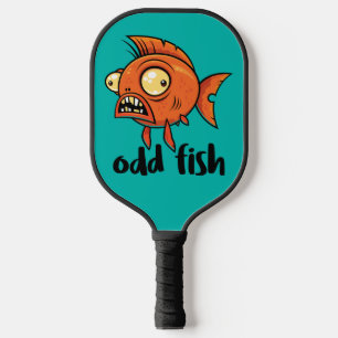 Raquette De Pickleball Poisson Étrange Dessin Animé Orange Drôle Poisson