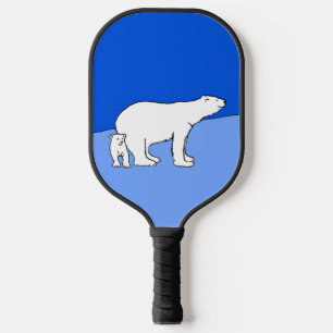 Raquette De Pickleball Polar Bear Mom and Cub Peinture - Wildlife Art