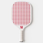 Raquette De Pickleball Polka Dot Rouge et blanc Monogramme moderne (Verso)