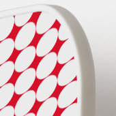 Raquette De Pickleball Polka Dot Rouge et blanc Monogramme moderne (Détail gauche)