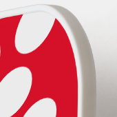 Raquette De Pickleball Polka Dot Rouge et blanc Monogramme moderne (Détail gauche)