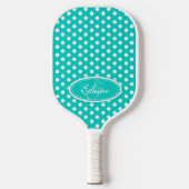Raquette De Pickleball Polka point motif nom aqua initial (Recto)