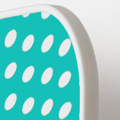 Raquette De Pickleball Polka point motif nom aqua initial (Détail gauche)