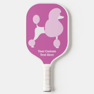Raquette De Pickleball Poodé rose de texte personnalisé
