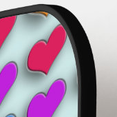 Raquette De Pickleball Poppin Retro Hearts Fun Rainbow Motif (Détail gauche)