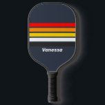Raquette De Pickleball Port Nautique vintage à travers la bande avec le n<br><div class="desc">Le port nautique vintage Across Striping with Name Pickleball Paddle saisit l'esprit intemporel de la mer, mêlant des tonalités maritimes profondes et des motifs qui se déversent et suggèrent mouvement et rythme sur la cour. Son design classique apporte personnalité et flair à chaque rassemblement, transformant chaque match en une expression...</div>