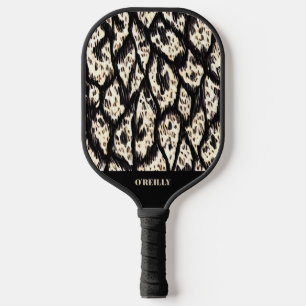 Raquette De Pickleball Poster de animal noir et beige Monogramme moderne
