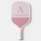 Raquette De Pickleball Poussière de rose Monogramme Initiale Nom Minimal (Verso)