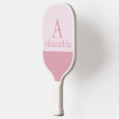 Raquette De Pickleball Poussière de rose Monogramme Initiale Nom Minimal (Gauche)