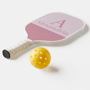Raquette De Pickleball Poussière de rose Monogramme Initiale Nom Minimal