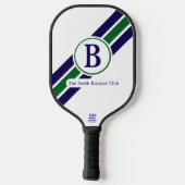 Raquette De Pickleball Préclassique Navy Vert Rayé Monogramme (Verso)