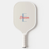 Raquette De Pickleball Préparé Élégant Crème Monogrammé Nom Initial (Verso)