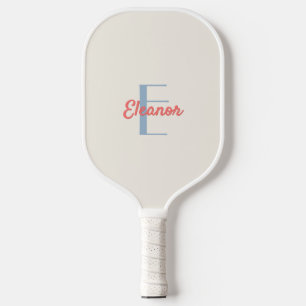 Raquette De Pickleball Préparé Élégant Crème Monogrammé Nom Initial