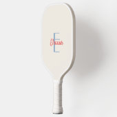 Raquette De Pickleball Préparé Élégant Crème Monogrammé Nom Initial (Gauche)
