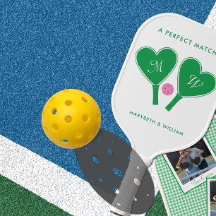 Raquette De Pickleball Préparé Vert et Rose Personnalisé avec Photos