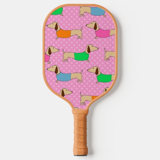 Raquette De Pickleball Preppy Dachshunds sur les Pois (Recto)