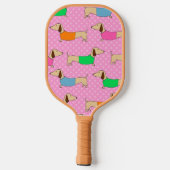 Raquette De Pickleball Preppy Dachshunds sur les Pois (Verso)