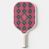 Raquette De Pickleball Preppy Diamond Design rose et vert Monogramme (Verso)