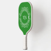 Raquette De Pickleball Preppy Green Ornate Classic Monogram (Gauche)
