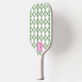 Raquette De Pickleball Preppy Green Trellis Bamboo Petit Monogramme Motif (Gauche)