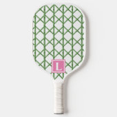 Raquette De Pickleball Preppy Green Trellis Bamboo Petit Monogramme Motif (Recto)