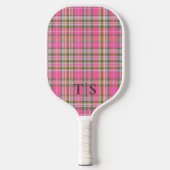 Raquette De Pickleball Preppy Pink Plaid Monogram Girly Tartan (Recto)