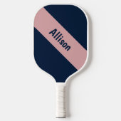 Raquette De Pickleball Preppy Pink sur Navy Pickleball Paddle avec nom (Recto)