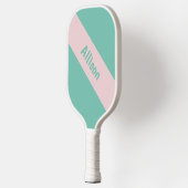 Raquette De Pickleball Preppy Pink sur Pickleball Vert Paddle avec nom (Gauche)