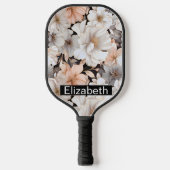 Raquette De Pickleball Pretty Peach and White Peony Personalized (Recto)