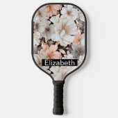 Raquette De Pickleball Pretty Peach and White Peony Personalized (Verso)