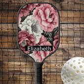 Raquette De Pickleball Pretty Pink and White Peony Personalized