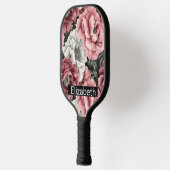 Raquette De Pickleball Pretty Pink and White Peony Personalized (Gauche)