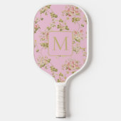 Raquette De Pickleball Pretty Pink Floral custom monogram ladies (Recto)