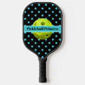 Raquette De Pickleball Princesse de Pickleball Pois turquoise, Nom (Recto)