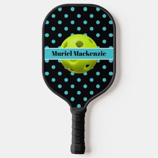 Raquette De Pickleball Princesse de Pickleball Pois turquoise, Nom (Verso)