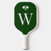 Raquette De Pickleball Professionnel Monogrammé Vert Moderne (Verso)