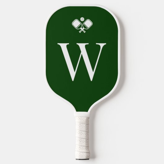 Raquette De Pickleball Professionnel Monogrammé Vert Moderne (Recto)
