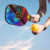 Raquette De Pickleball Psychédélique Rouge Jaune Bleu Nuages Cosmiques Mo