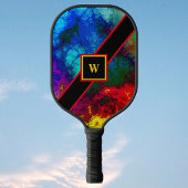 Raquette De Pickleball Psychédélique Rouge Jaune Bleu Nuages Cosmiques Mo