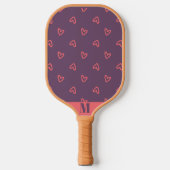 Raquette De Pickleball Purple avec Coeurs roses Monogramme moderne (Recto)