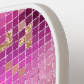 Raquette De Pickleball Purple Gold Disco Ball Retro 70's (Détail gauche)