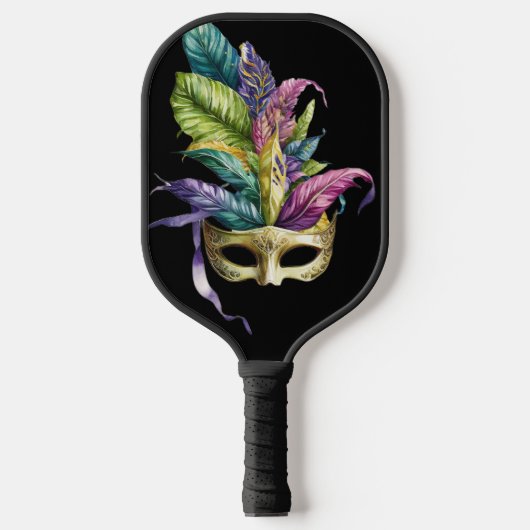 RAQUETTE DE PICKLEBALL PURPLE & GOLD MARDI GRAS MASQUES & FEATHES (Recto)