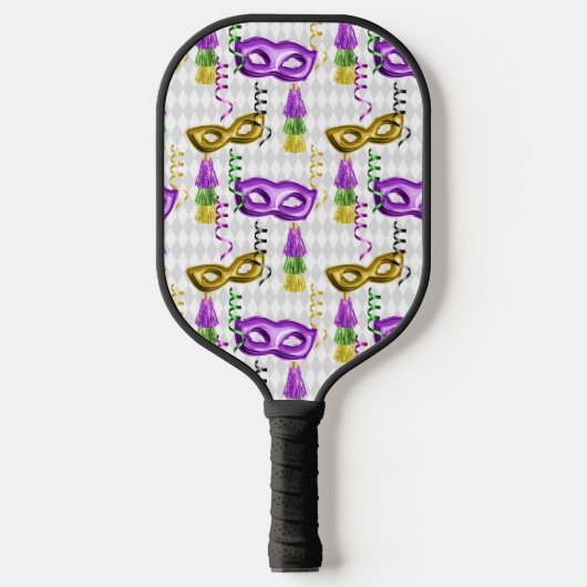 RAQUETTE DE PICKLEBALL PURPLE & GOLD MARDI GRAS MASQUES & TASSEURS (Recto)