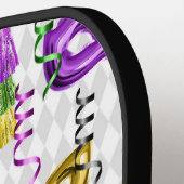 RAQUETTE DE PICKLEBALL PURPLE & GOLD MARDI GRAS MASQUES & TASSEURS (Détail gauche)